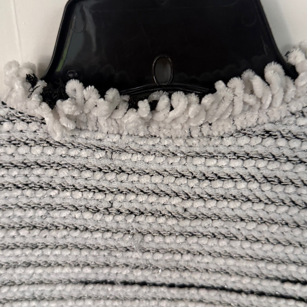 NIC+ZOE White and Black Open-Front Fringe-Trim Knit Cardigan - Picture 6 of 10